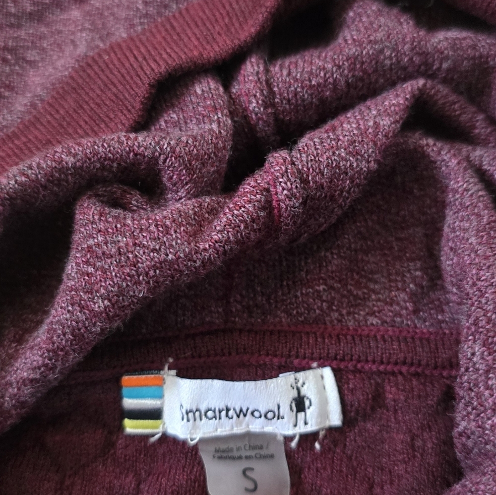 SMARTWOOL WOMEN'S SHADOW PINE HOODIE SWEATER Black Cherry Heather - Picture 10 of 10